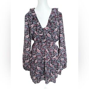 Little Moon Paisley Ruffle Mini Dress Size S Boho Long Sleeve Aritzia